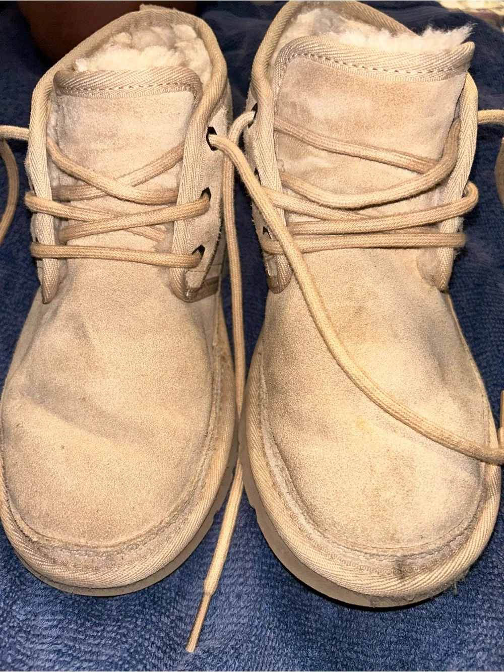 UGG Kids Beige Suede Lace-Up Booties